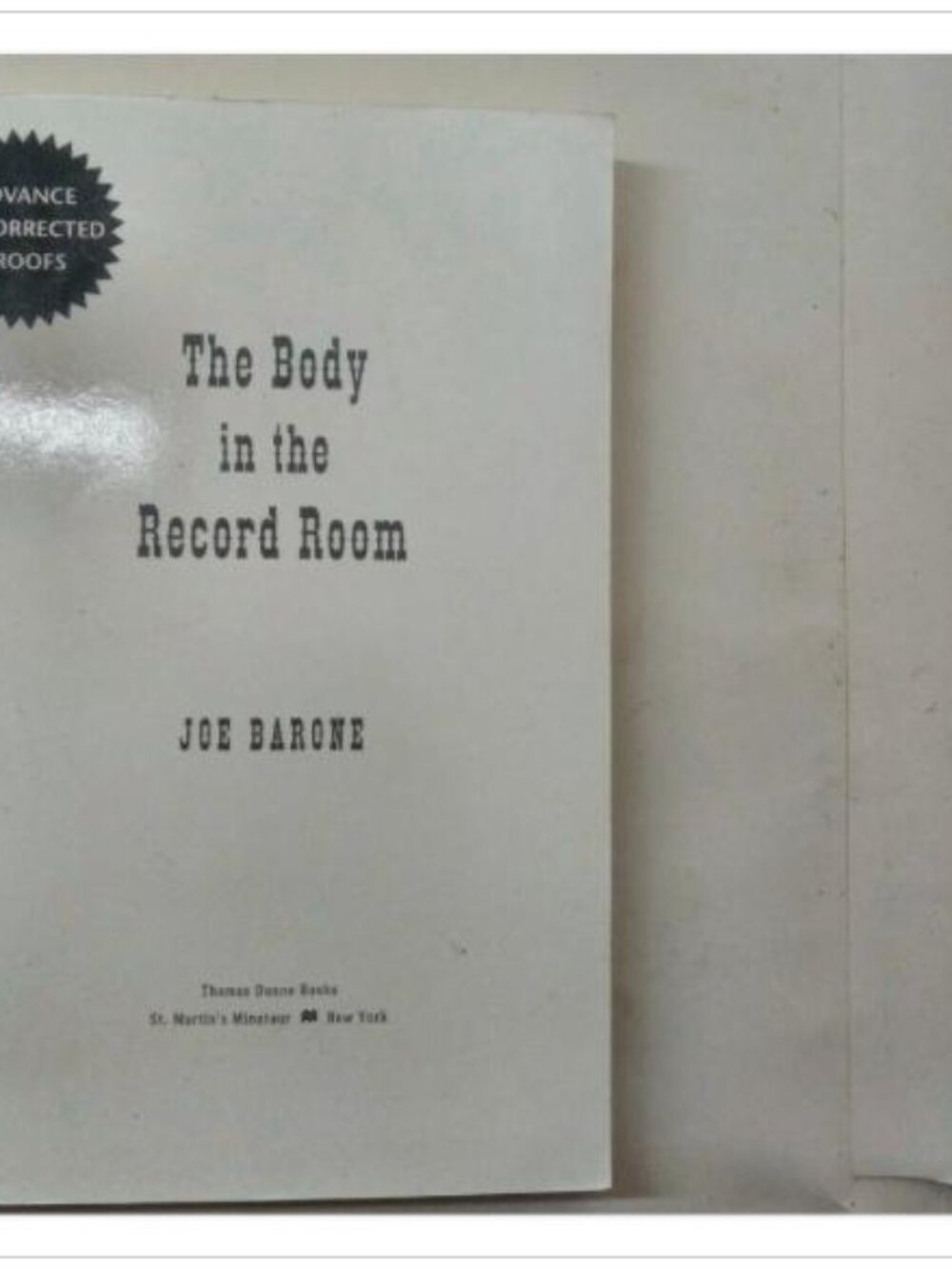 The Body in the Record Room ARC Advance Uncorrected Proofs St. Martin's 2008 PB